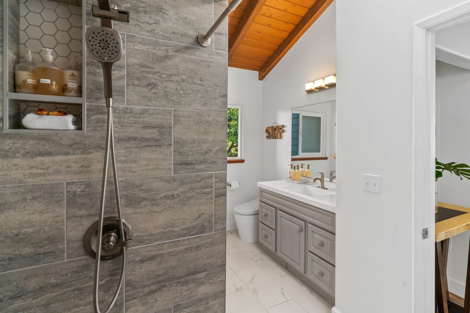 Spa-like shared guest bathroom