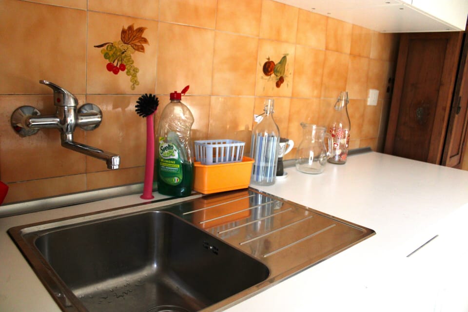 Full-size fridge, oven, dishwasher, cookware/dishes/utensils