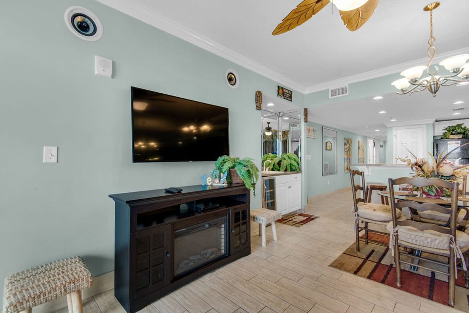 Enjoy a movie on the flat screen TV