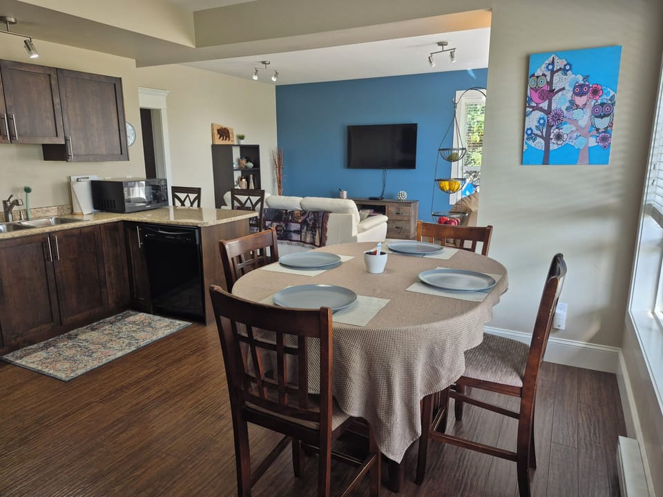 Kitchen dining table open to the living room