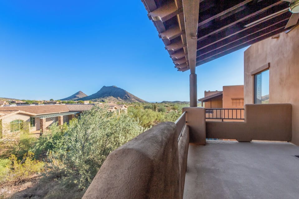 Huge back balcony with mountain views (couch, 2 chairs and coffee table not pictured)