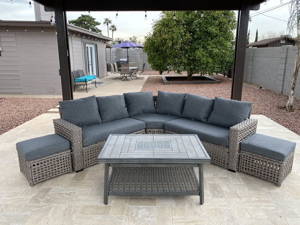 Patio furniture under pergola 