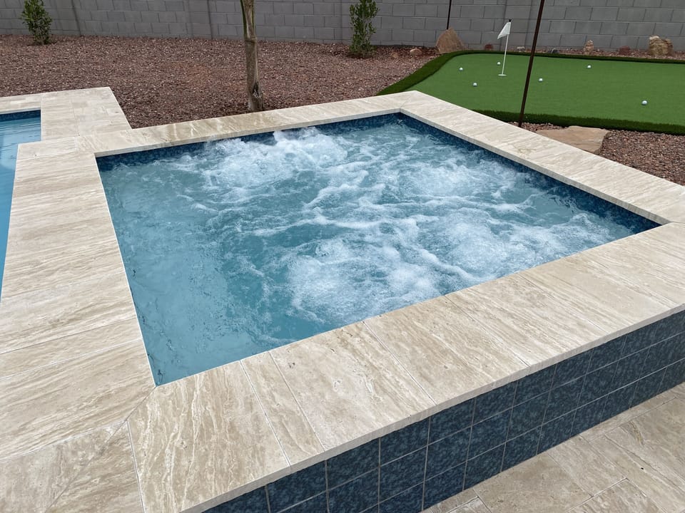 Spa with Air Blower and Travertine deck
