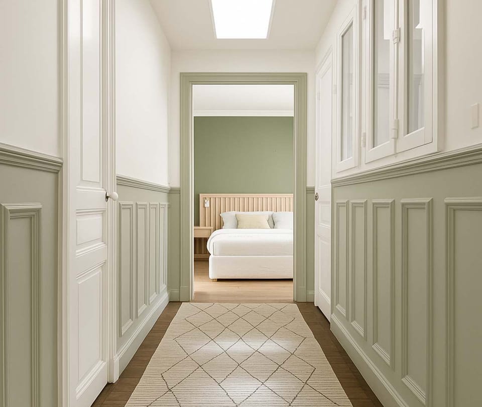 Long and spacious hallway full of light.
