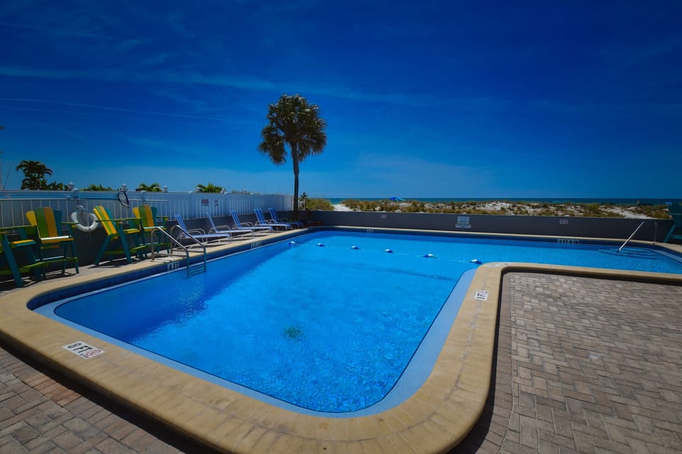 Heated pool just off the beach.