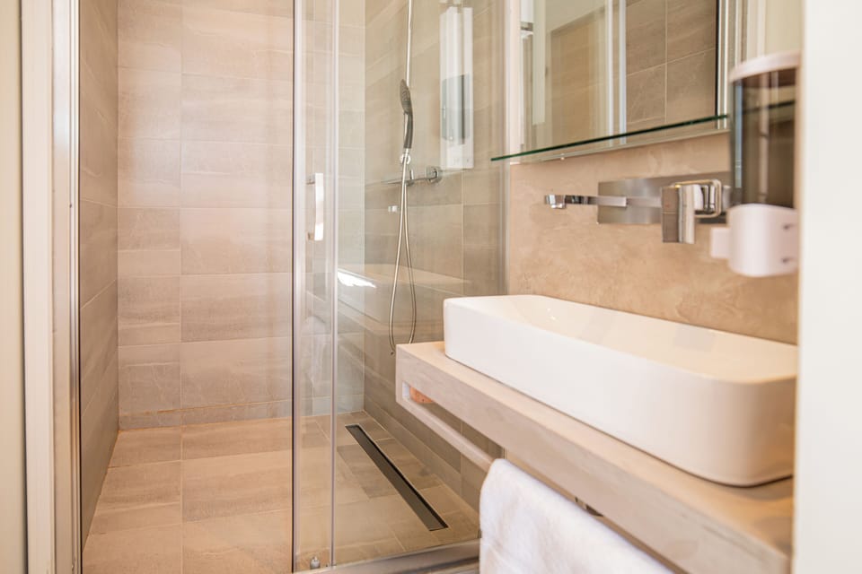 Deluxe Double Room | Bathroom | Shower, hair dryer, towels, soap
