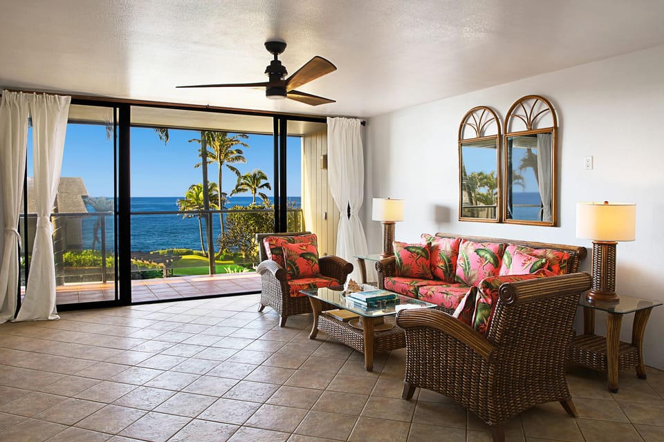 Living room and lanai.
