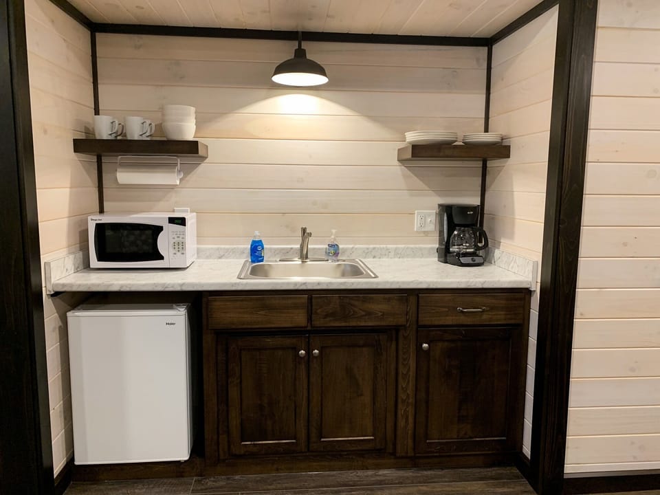 Kitchenette stocked with all the essentials.