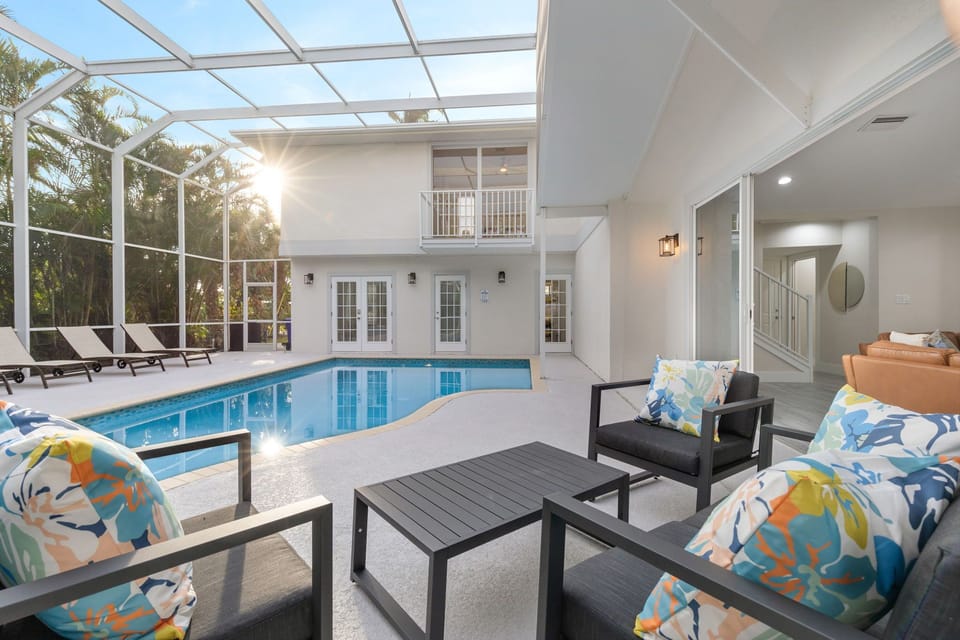 Large private Lanai, living room to the right, indoor-outdoor living at its best