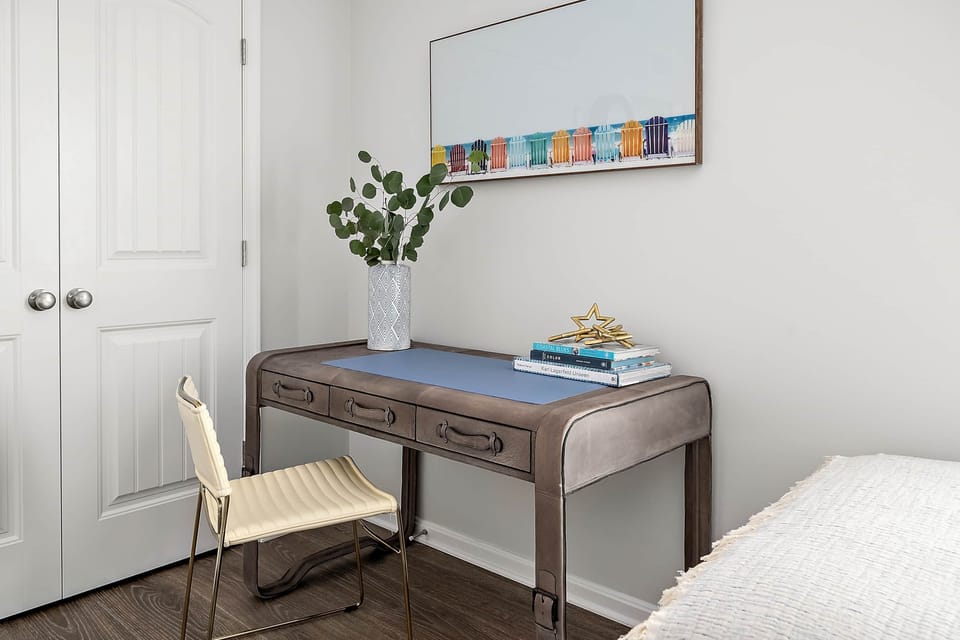 The upstairs desk enables the kids (and adults!) to work or play.