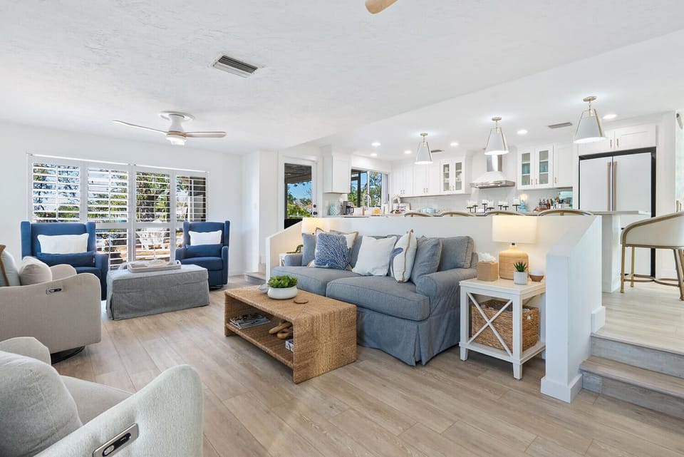 Open family room and kitchen