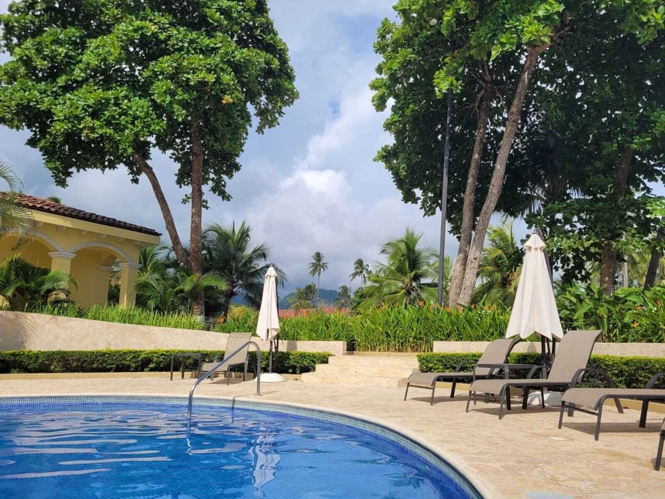 View of mountains from pool
