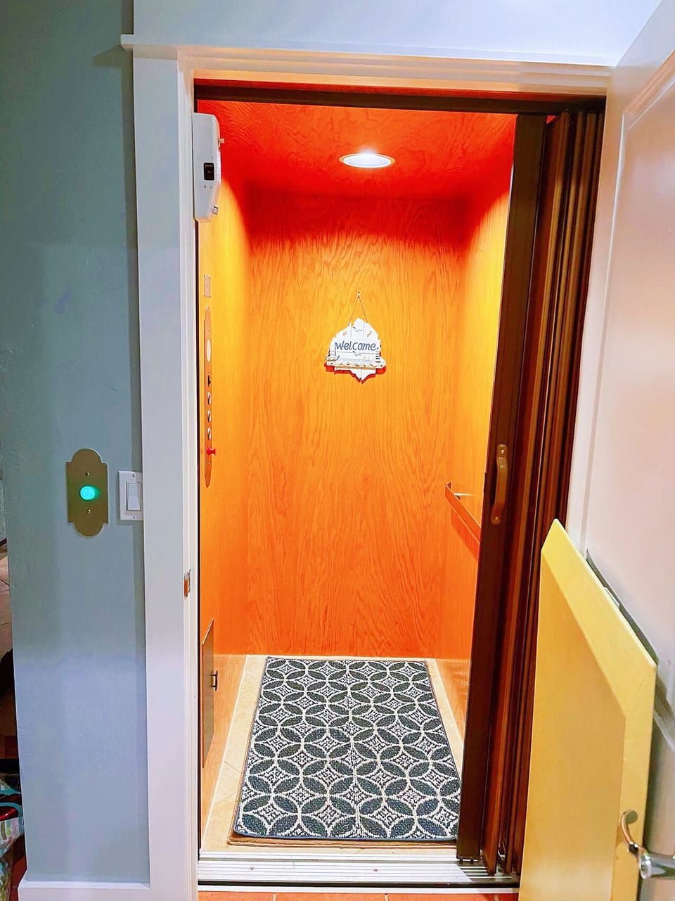 This elevator is from the first floor to the living room on the second floor