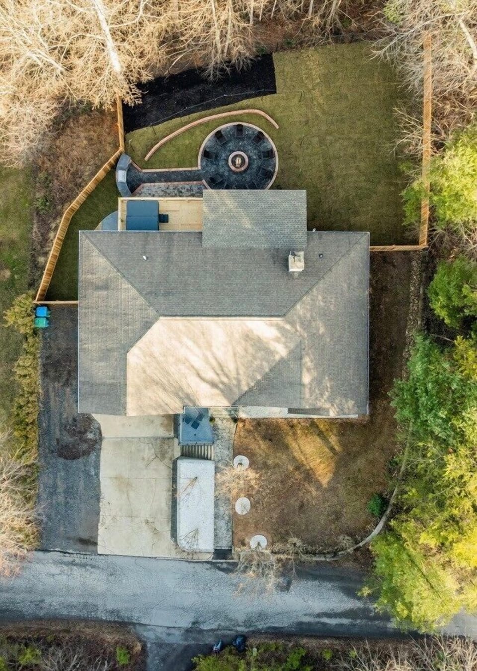 Arial view of the property including the backyard 100% fenced in
