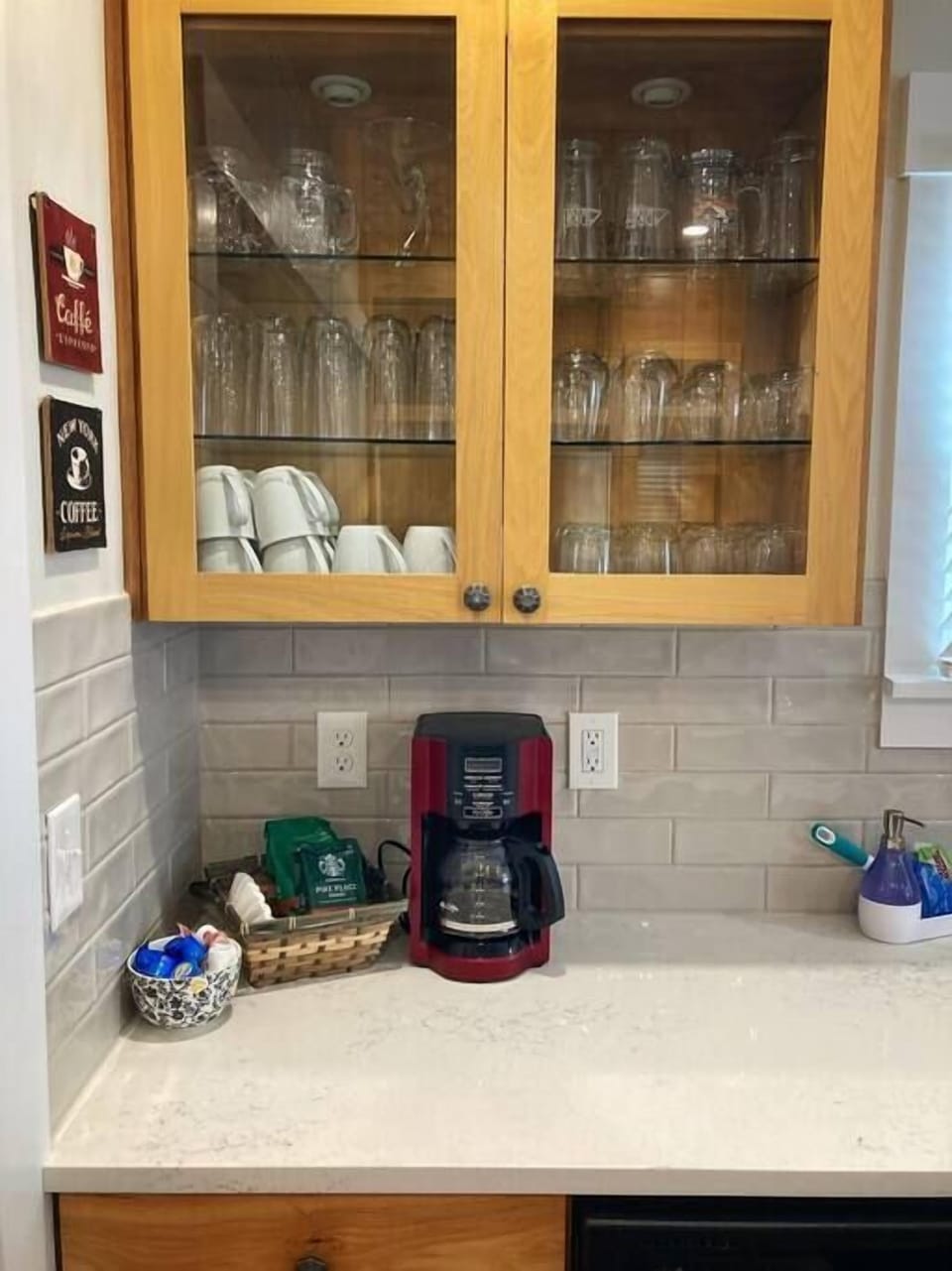 Fresh coffee, creamers, and sugar
