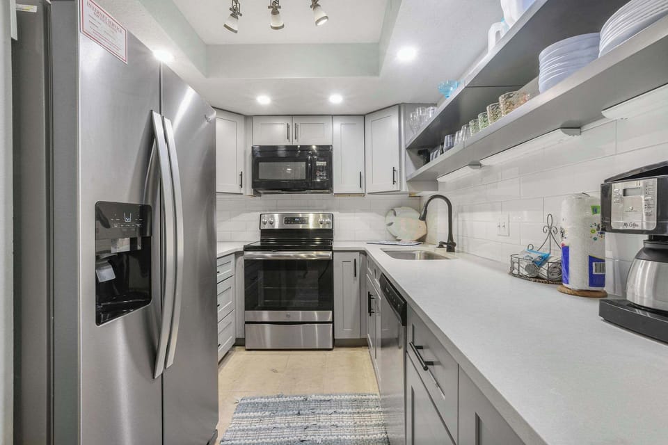 Brand new appliances with a regular coffee maker. 