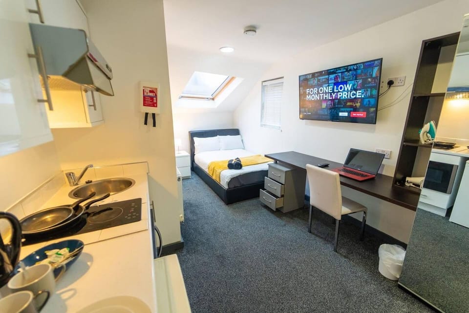 Studio | Private kitchen | Fridge, microwave, oven, stovetop
