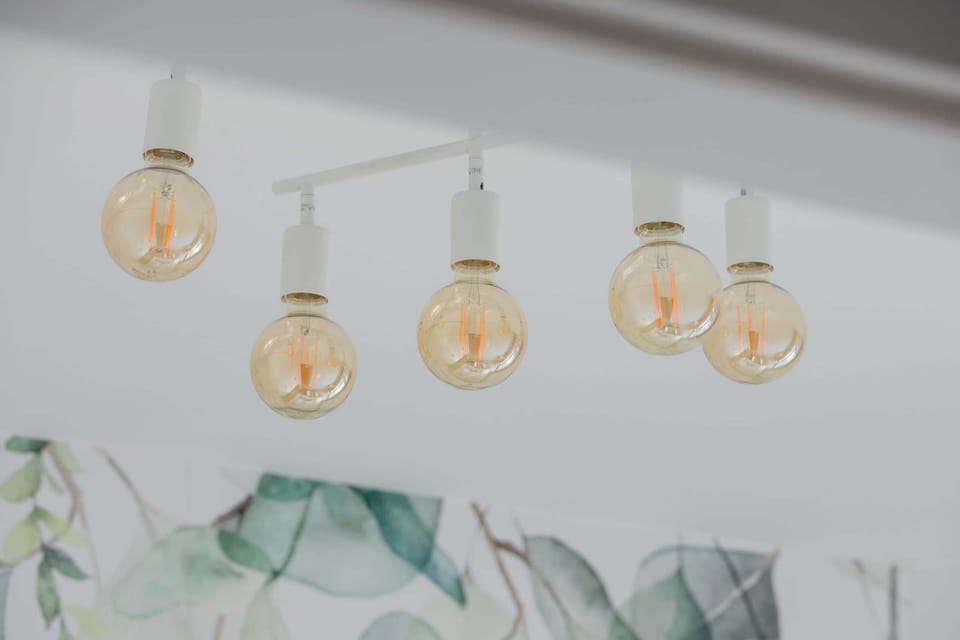 A ceiling with decorative pendant lights, adding style to the interior.
