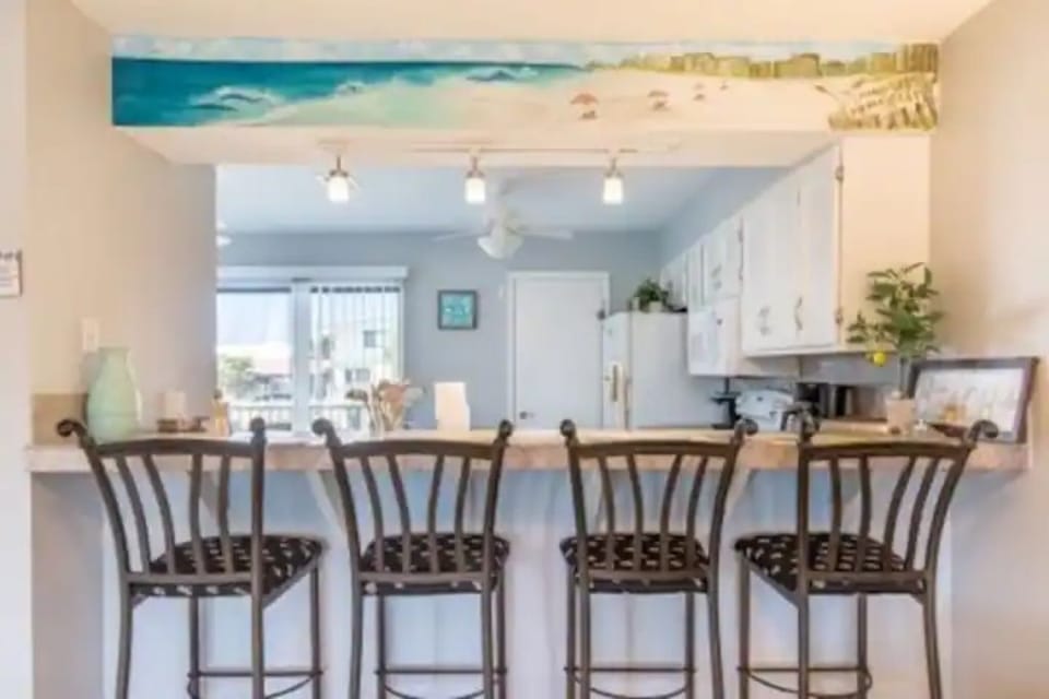 Bar seating in kitchen.