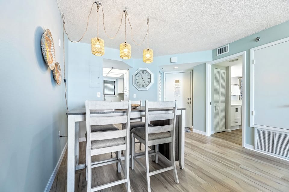 Dining room table has room for 4 people