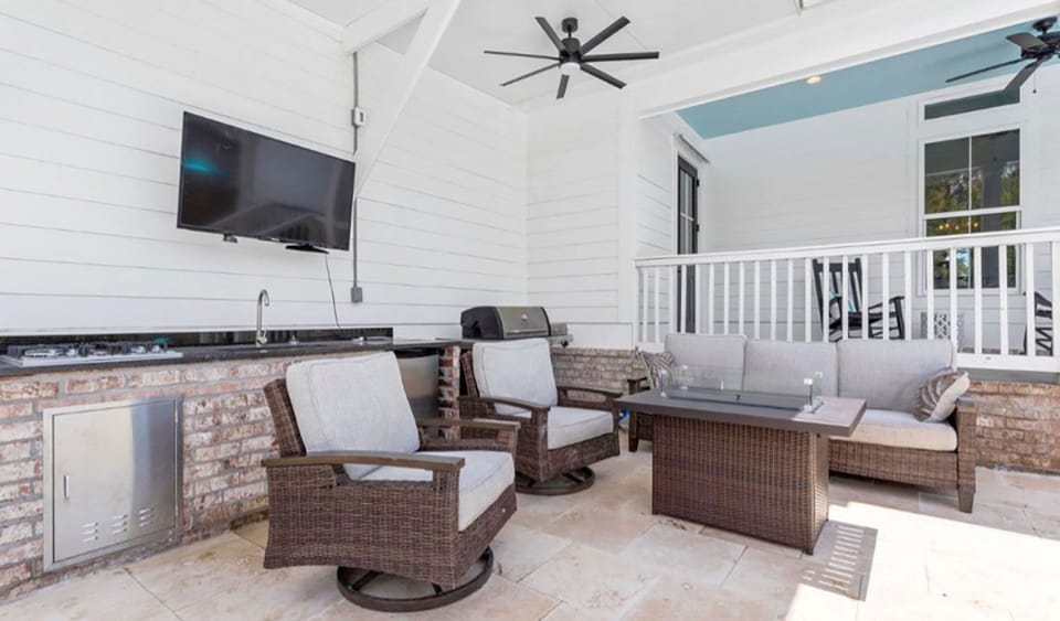 Patio by pool