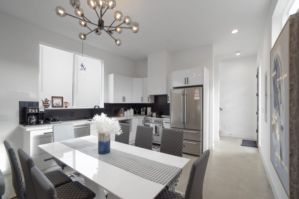 View of the kitchen from dining table