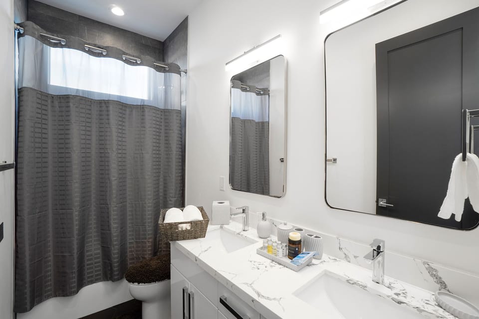 High ceiling bathrooms gives them an ultra luxurious feel. Bathroom on level 2