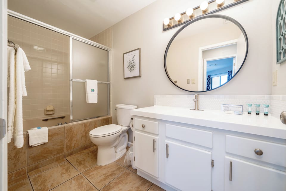 Full bath with whirlpool tub and shower