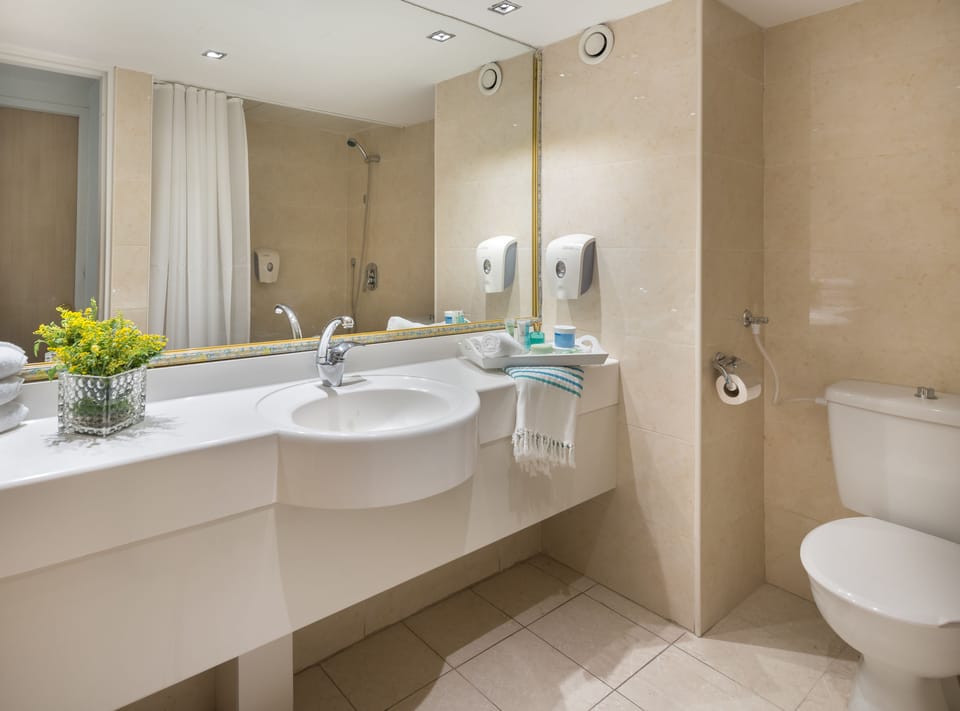 Bathtub, free toiletries, hair dryer, towels