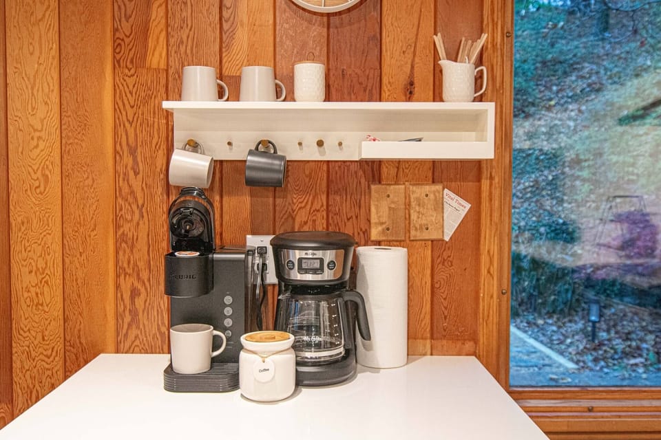 Keurig and traditional coffee pot, including a starter batch of K-cups and ground coffee, are available to kick start your morning.