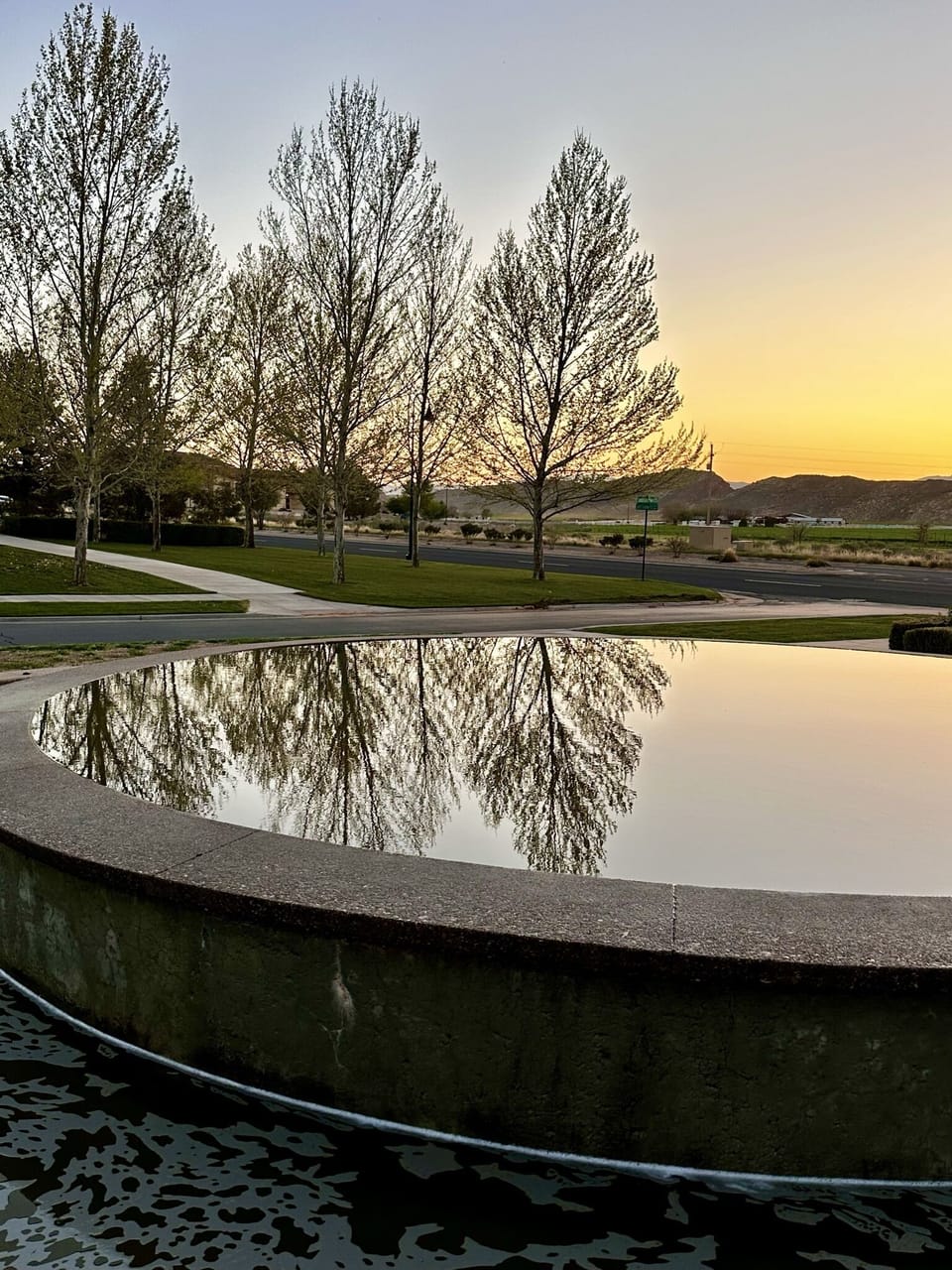 Sunsets and fountains set the perfect mood for a beautiful evening