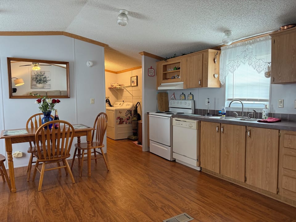 Cookware, utensils, glassware, dishwasher.