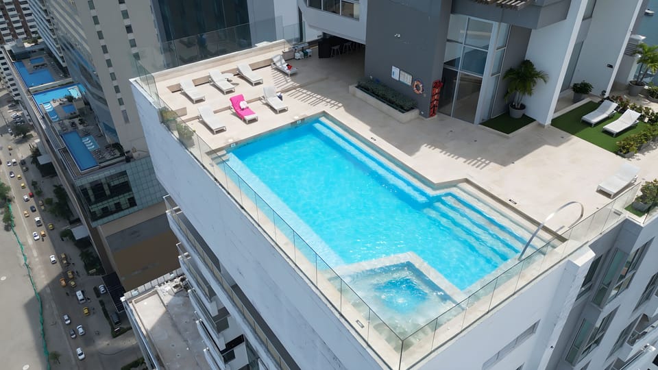 top swimming pool with 360 view of cartagena