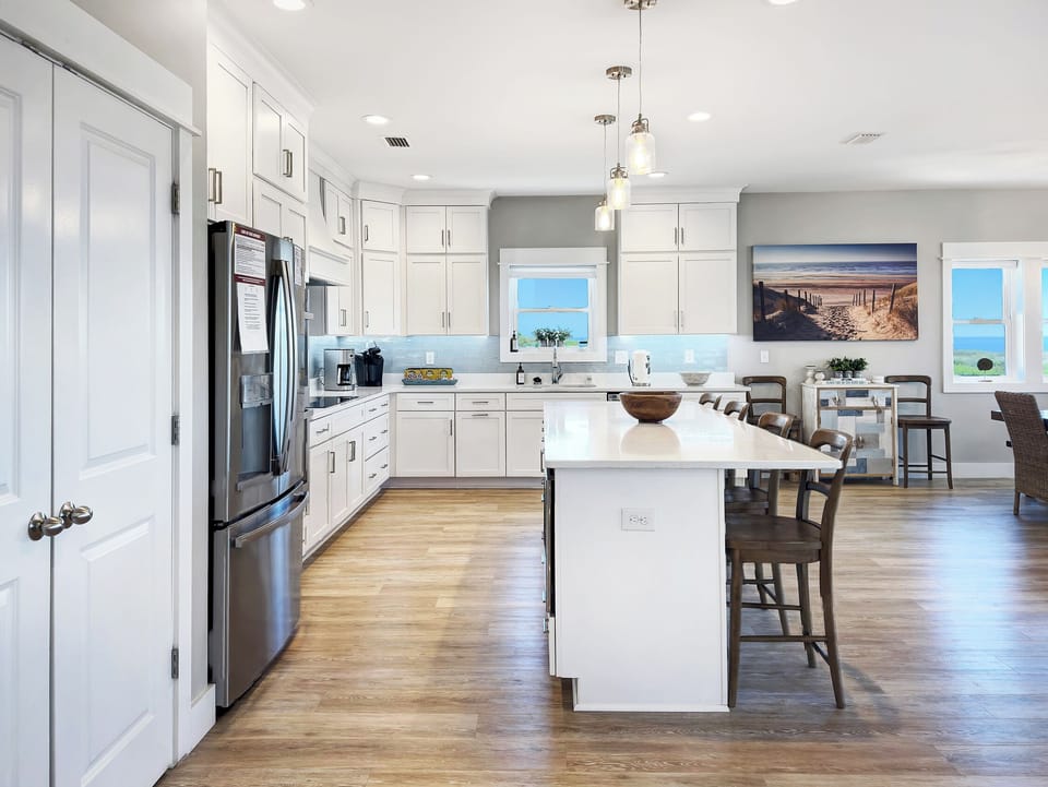 Start your day with coffee at the breakfast bar, planning adventures ahead.