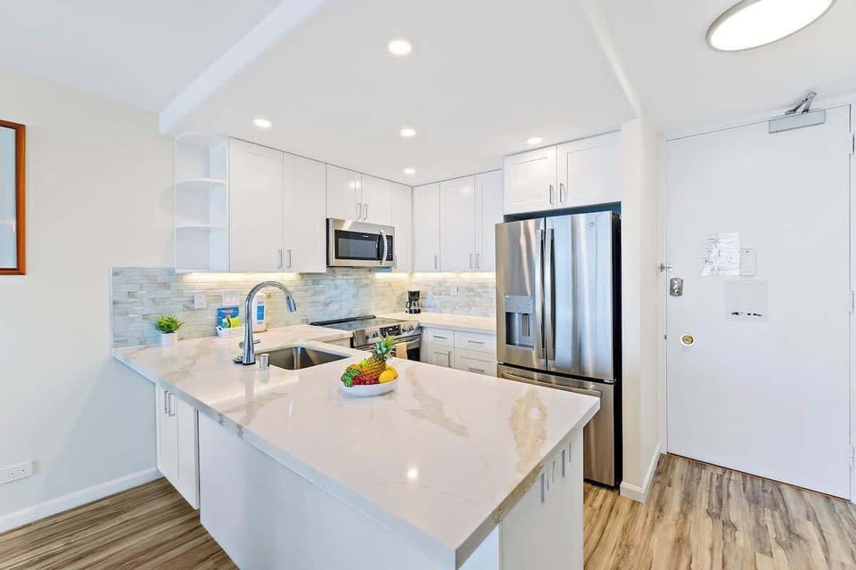 Renovated kitchen with countertop 