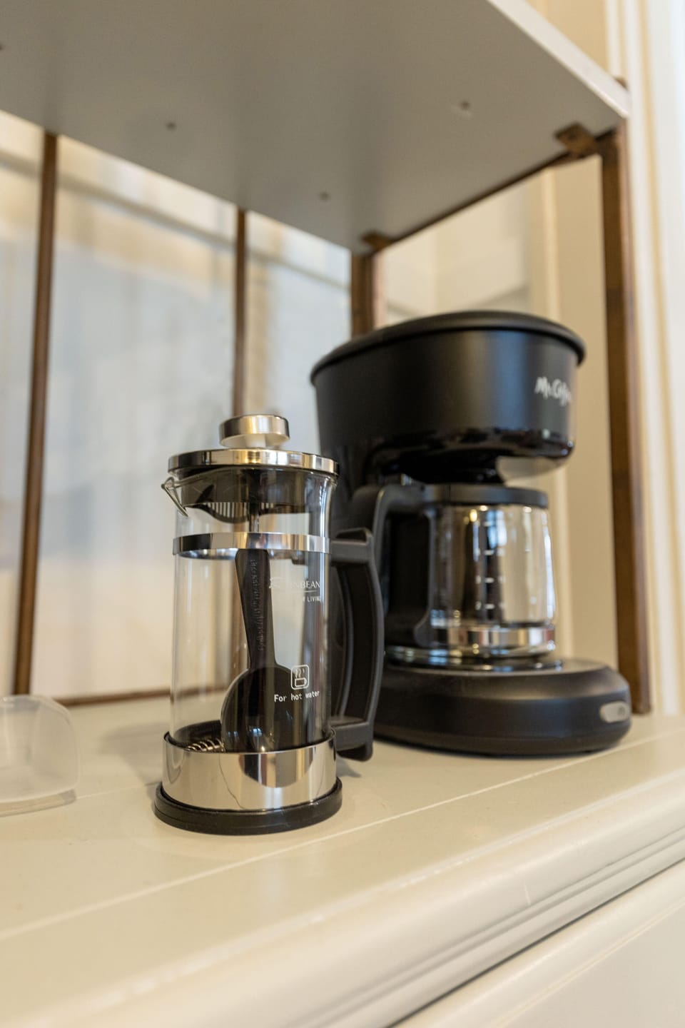 Standard Coffee Maker + Keurig + French Press + Hot Water Kettle.
