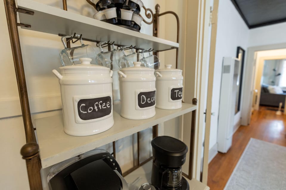 Standard Coffee Maker + Keurig + French Press + Hot Water Kettle.
