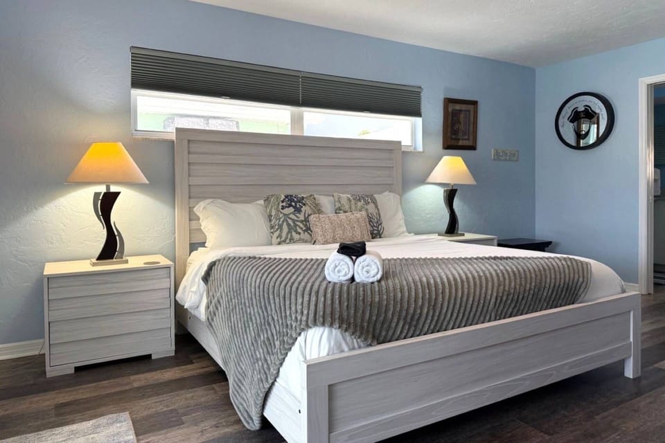King sized bed in the primary bedroom