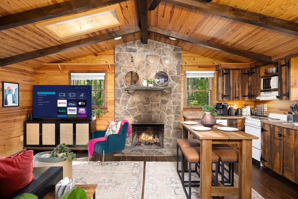 Our cabin is small but well-appointed and spacious enough for 4 people to comfortably stay in.