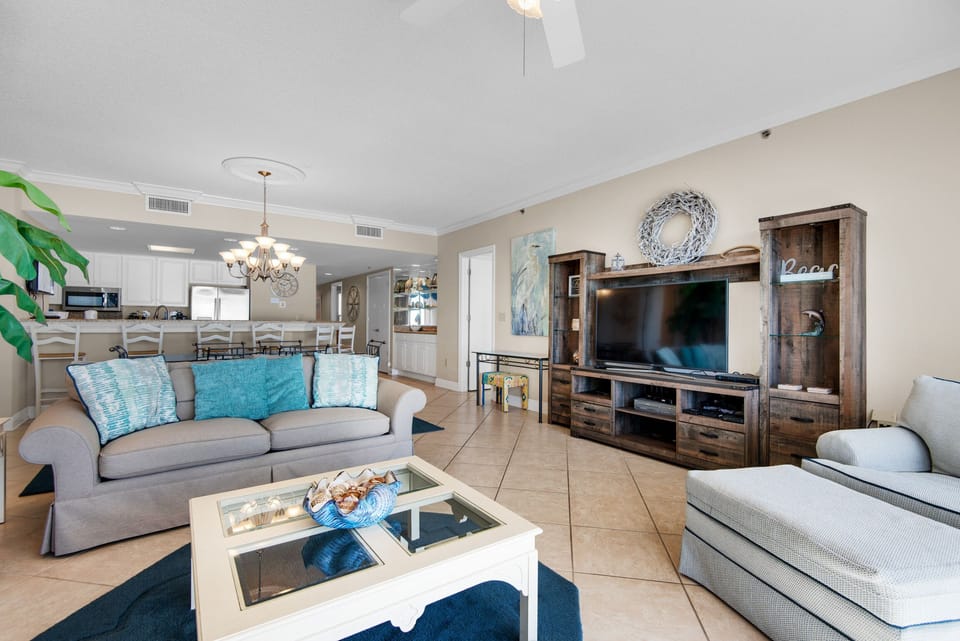 Enjoy a movie on the flat screen TV