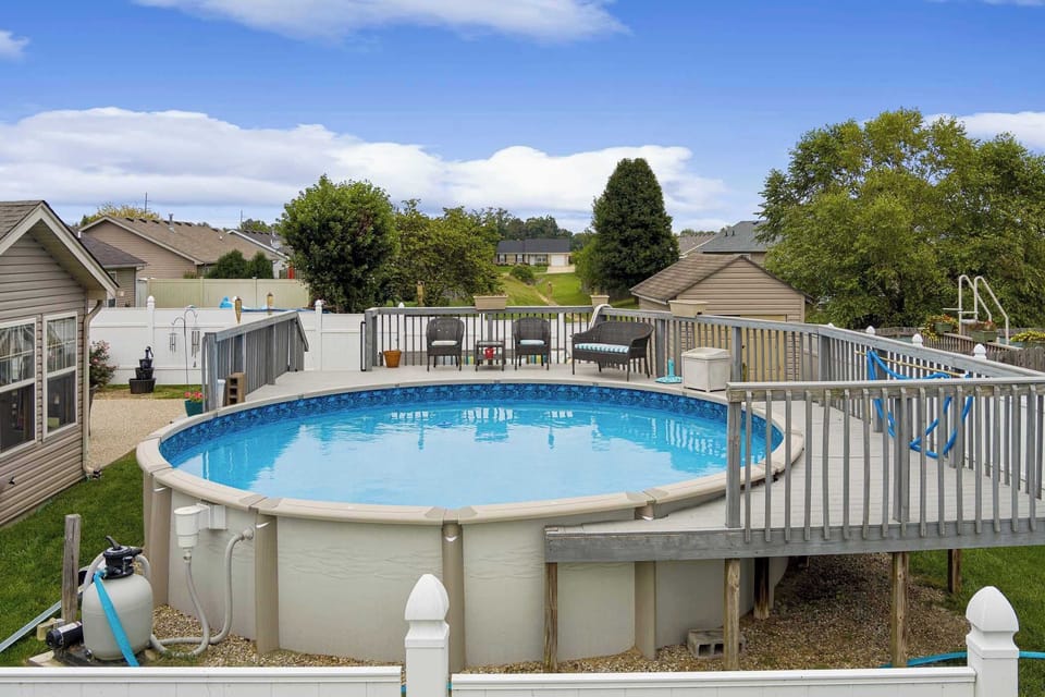 Private backyard oasis with pool, fire pit, and grill — your own Louisville escape.