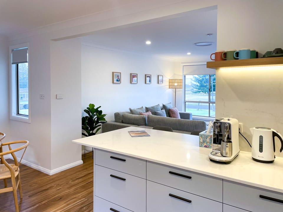 Perfect spot for coffees to look out over the dining, living, patio and park.