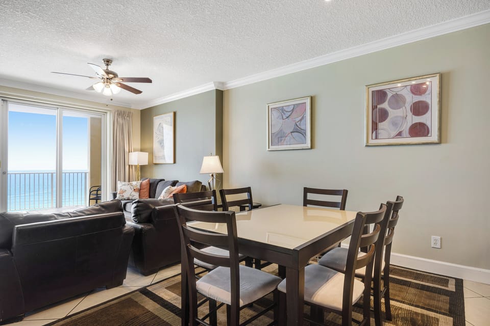 Ocean Villa 1103 Dining Table and Living Area with Gulf View