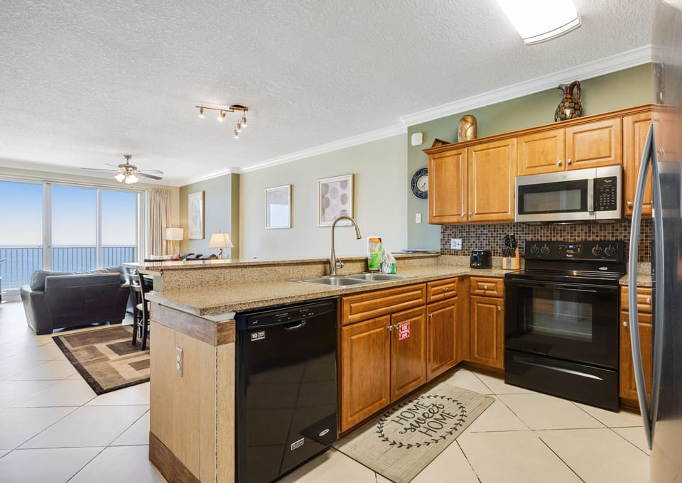 Ocean Villa 1103 Kitchen with Gulf View