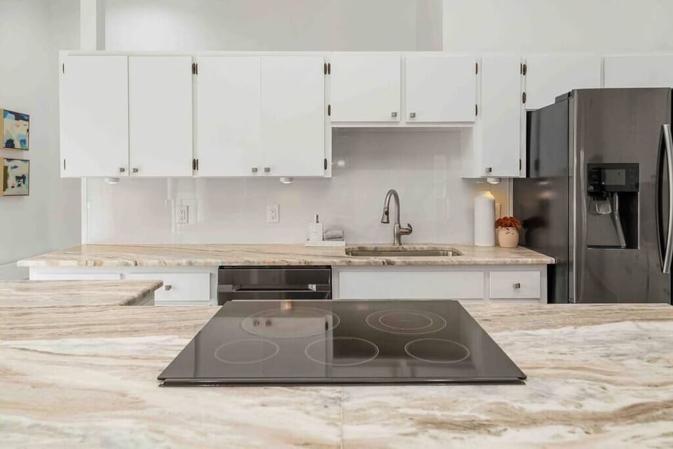 island with counter top stove