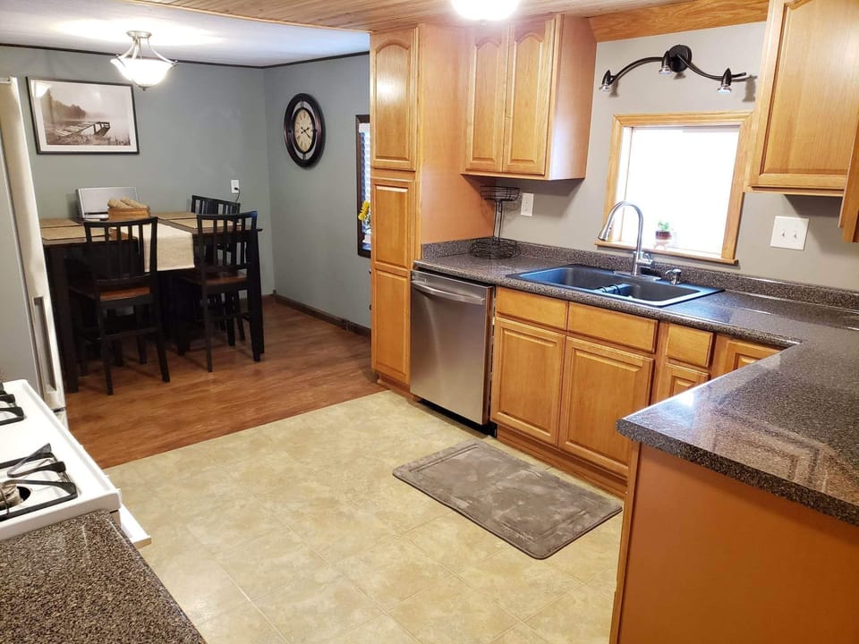 Kitchen leading into dining room