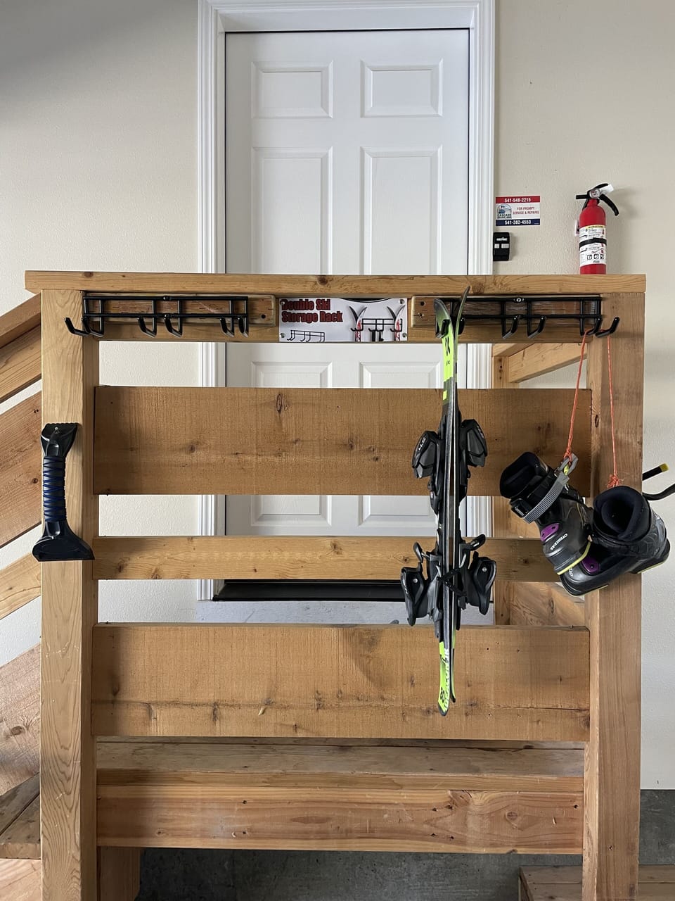 Mounted ski and boot storage in the garage. *Ski and boots NOT included