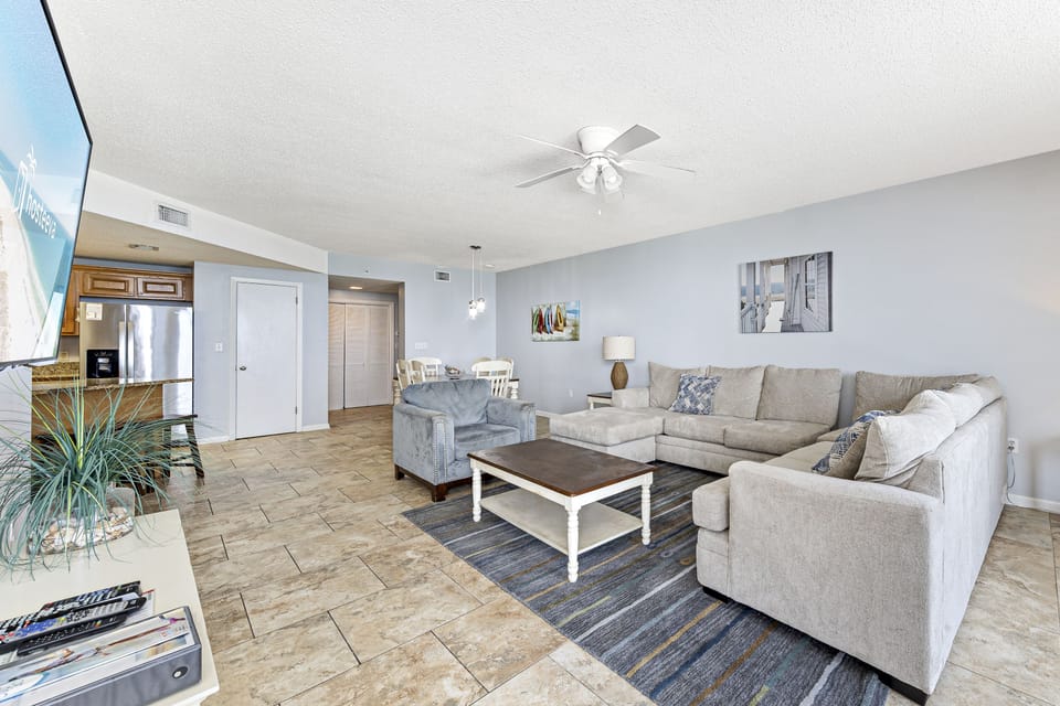 Signature Condo, 3 Bedrooms, Balcony, Ocean View | Living room | 55-inch Smart TV with cable channels, TV