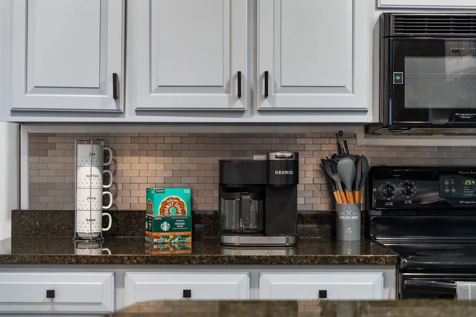 Fully stocked coffee bar