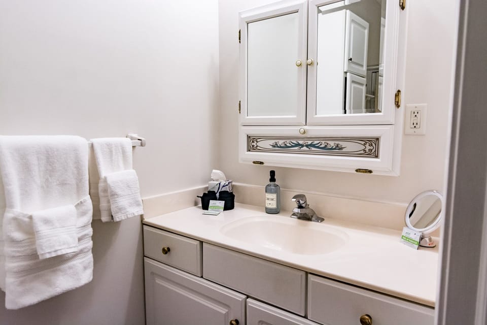 Primary bathroom with thoughtful amenities